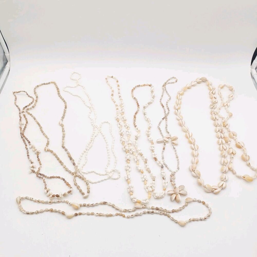 Shell Necklaces Beach Wedding Jewelry Lot of 9 Bulk Mixed Shells Handmade